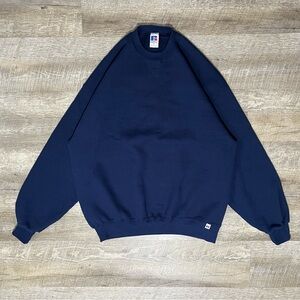 Russell Crewneck Sweatshirt Made in USA Men's L Navy Retro Tag Vintage 70s